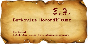 Berkovits Honorátusz névjegykártya